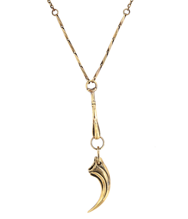 collier pendule griffe de tigre en laiton