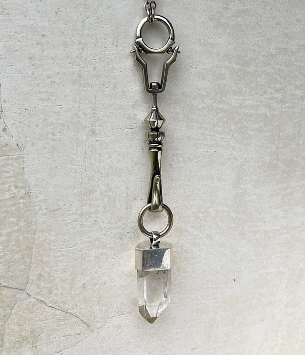art nouveau crystal pendant necklace. spire connector with crystal pendant with chain and adjustable clasp.