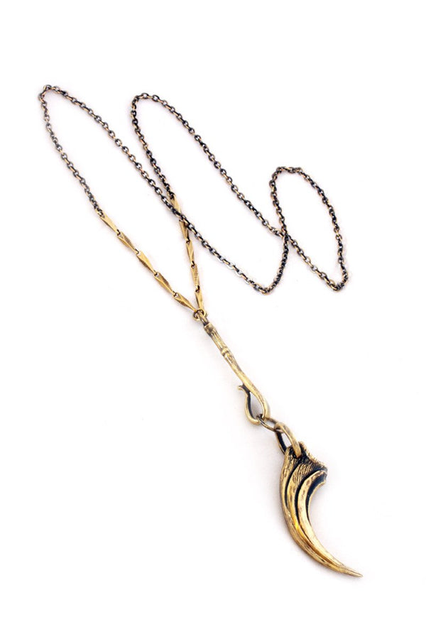 Tiger claw brass pendant necklace