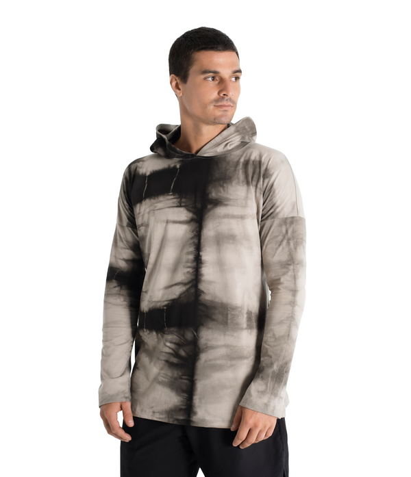 Long sleeve hoody shirt crafted from light weight certified organic cotton.  Men hoody. The  Shibori version is hand dyed with plants. 