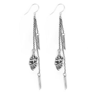 Anatomical heart dangle earrings with silver chains & sterling silver hooks.
